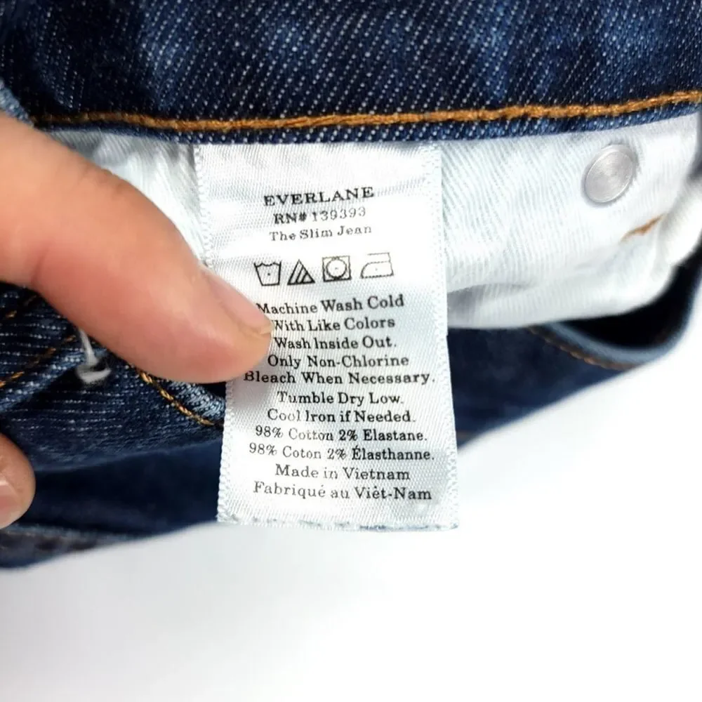 EVERLANE The Slim 4 Way Stretch Ankle Cropped Jean Dark Indigo Denim Mens 30